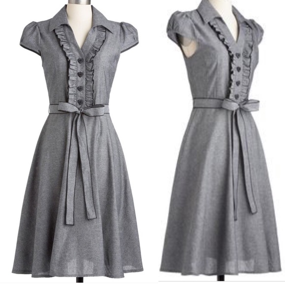 Modcloth Gray Vintage Dress, SMALL - Picture 2 of 6